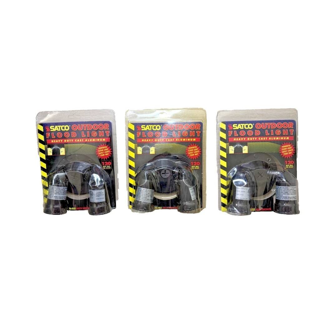 3-Pack SATCO 76-523 Outdoor Flood Light 2-Head Arch Bronze Sealed Vintage New